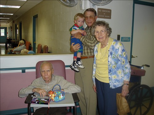 April 20 with Grandpa Ger, Grandpa Joe & Grandma Mary. DSC02058.JPG. Uploaded by Marie Hoffmann on 4/20/2006. 