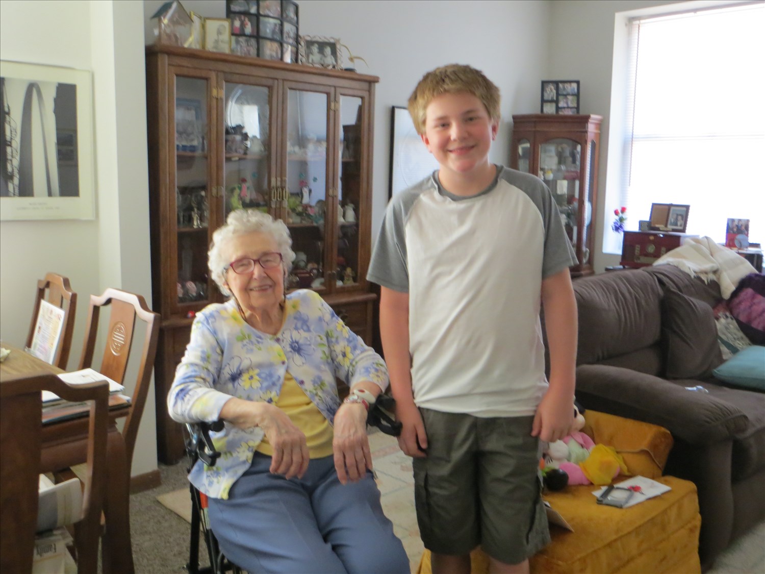 Drake with Grandma Mary in her St Joe apartment. IMG_4948.JPG. Uploaded by Marie Hoffmann on 4/18/2026. 