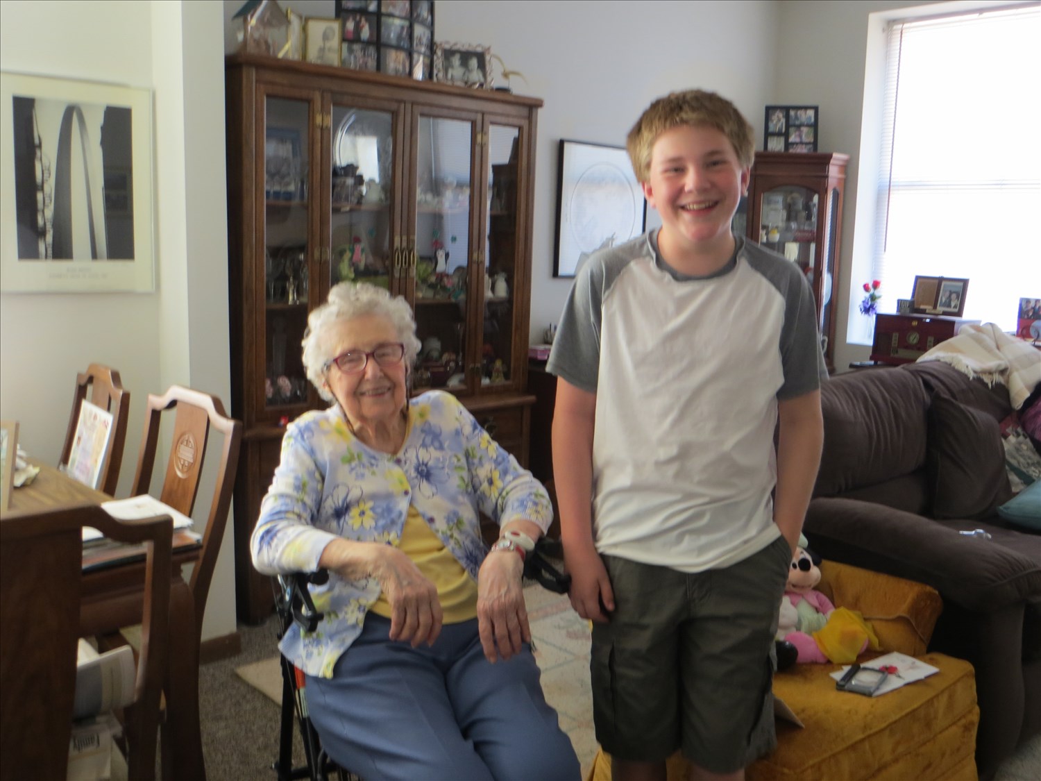 Drake with Grandma Mary in her St Joe apartment. IMG_4949.JPG. Uploaded by Marie Hoffmann on 4/18/2026. 